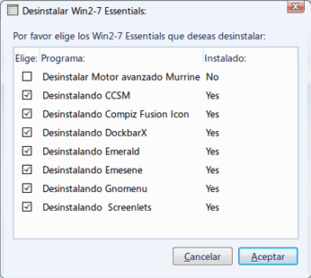 Desinstalar Win2-7 Pack en Linux para restaurar el escritorio Linux anterior
