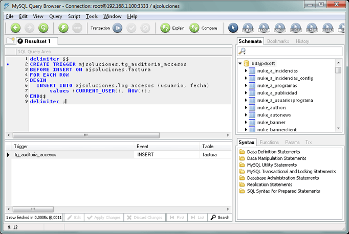 AjpdSoft Cmo crear un trigger en MySQL Server 5.1
