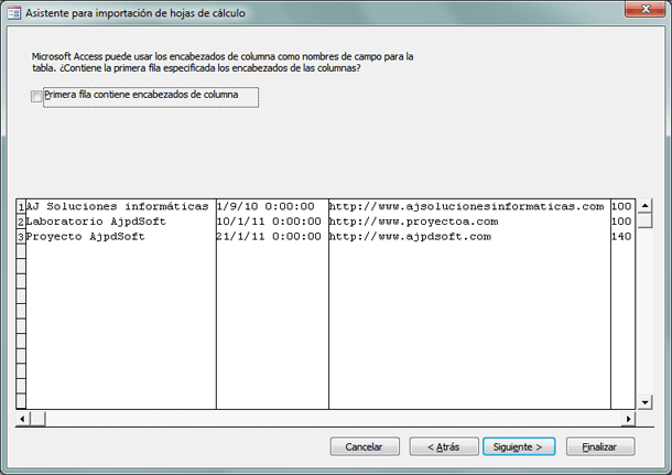 AjpdSoft Importar fichero de Excel xls xlsx a Access mdb mdbx