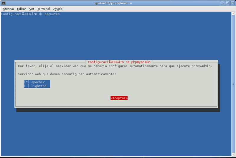 AjpdSoft Instalar phpMyAdmin en Linux Debian para administrar MySQL Server va web