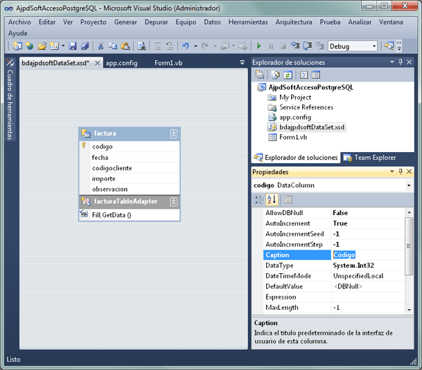 AjpdSoft Desarrollar aplicacin con Visual Basic .Net de Visual Studio 2010 con acceso a PostgreSQL