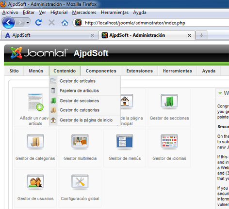 AjpdSoft Montar un servidor web y un sitio web en un equipo con Windows 7 con AppServ y Joomla - Traducir Joomla! a espaol